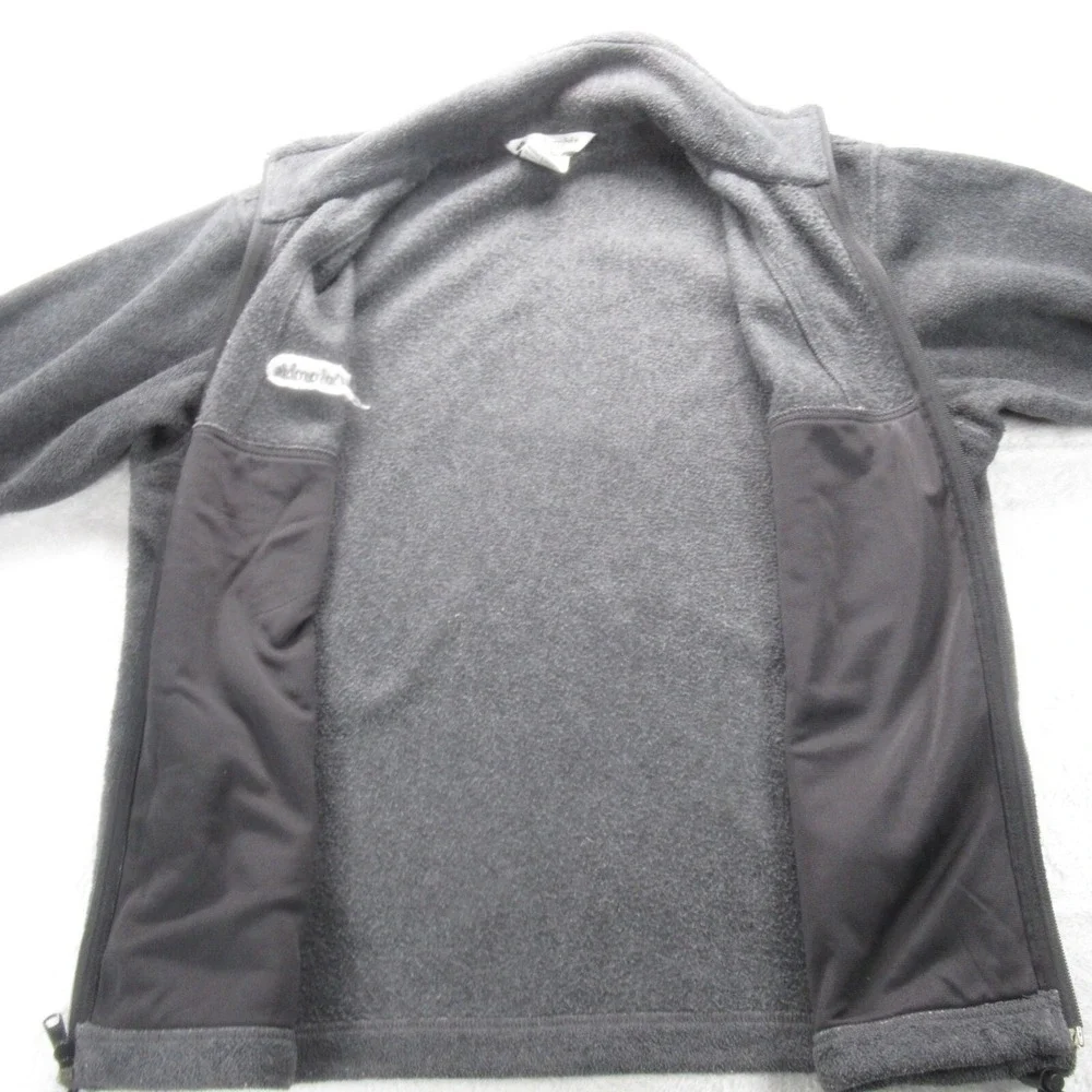 Columbia Fleece Jacket Men Medium Gray Pockets Adjustable Hem Full Zip Outdoor